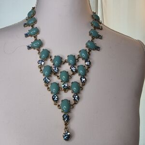 Suzanne Somers Faux Turquoise and Blue Topaz Statement Bib Necklace